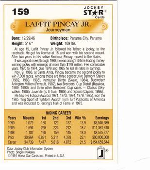 1991 Jockey Star Jockeys #159 Laffit Pincay Jr. Back